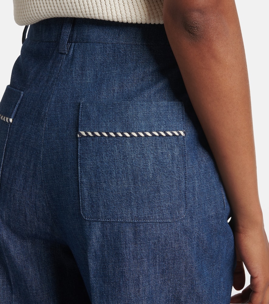 Chambray straight pants