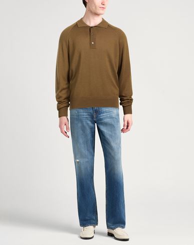 Man Sweater Khaki Size 44 Wool, Silk