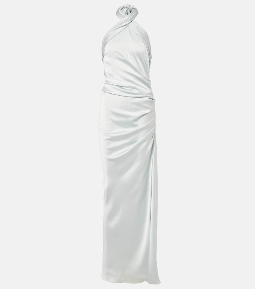 Draped satin maxi dress