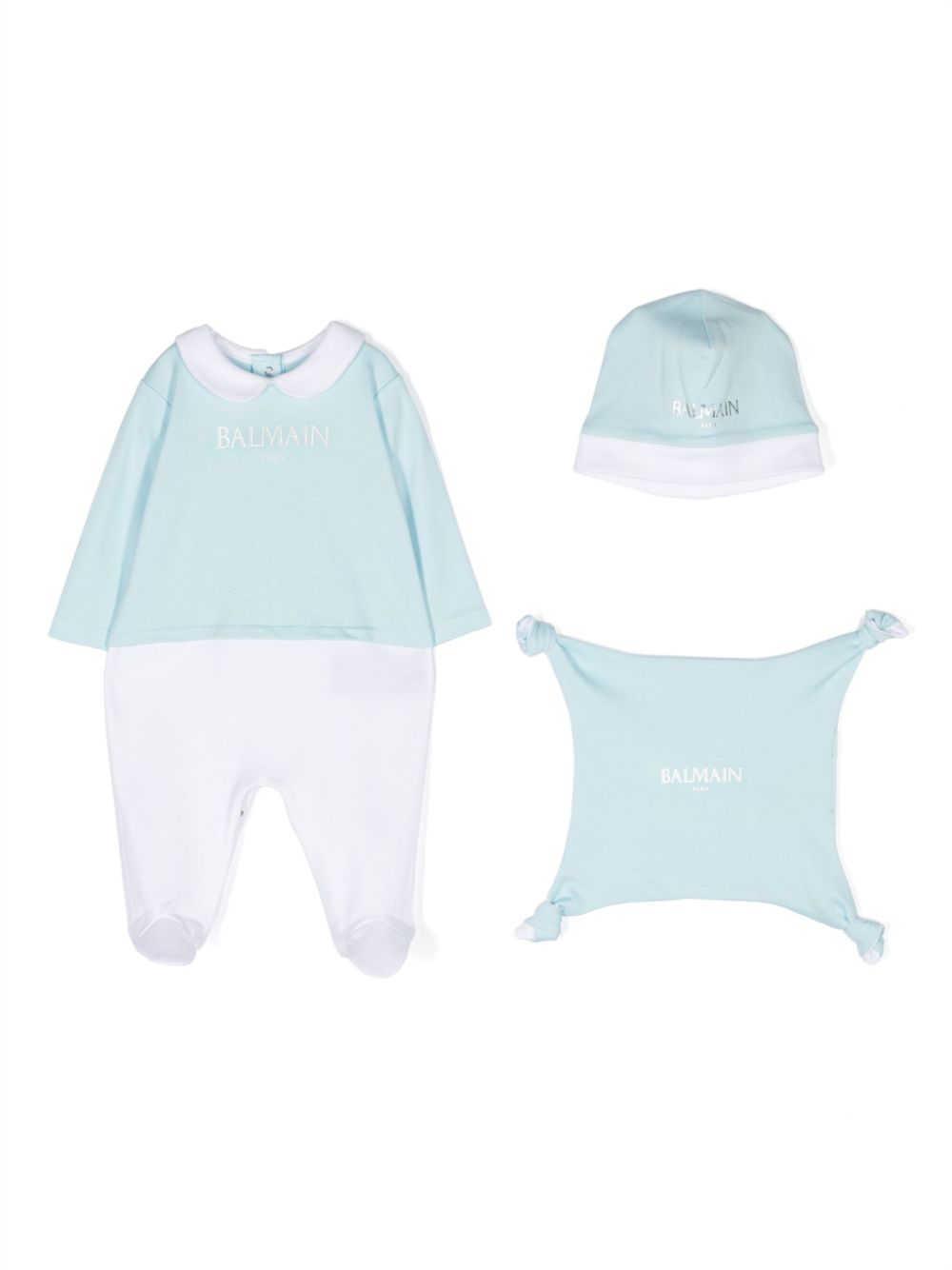 Logo-print cotton babygrow set - Blue