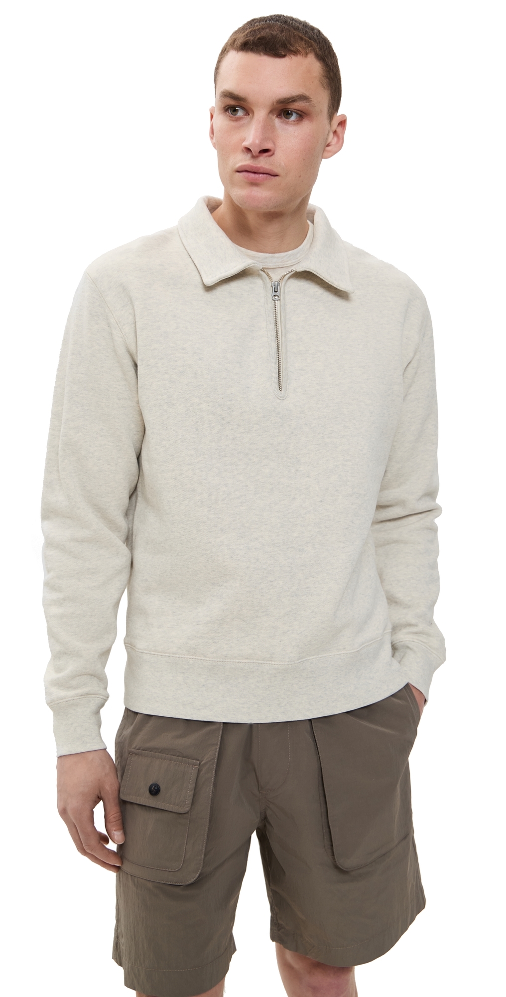 Knickerbocker 50s Quarter Zip Sweatshirt Oat Grey