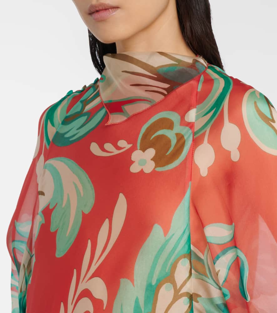 Printed silk maxi dress
