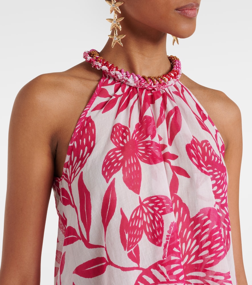 Poupette St Barth Cleo floral beaded cotton top