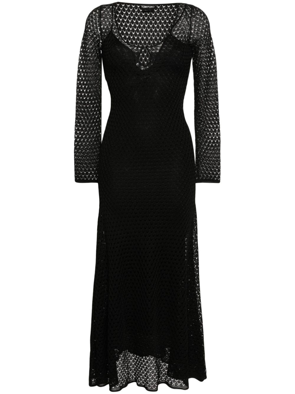 Crochet-knit dress - Black