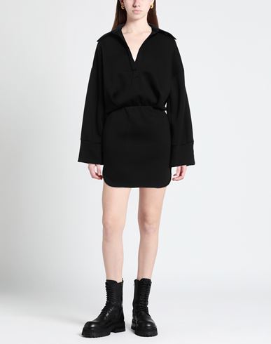 Woman Mini dress Black Size L Cotton, Polyester
