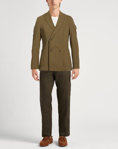 Man Blazer Military green Size 40 Linen, Viscose, Elastane