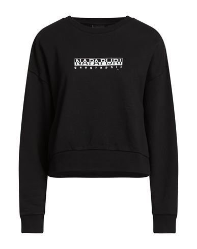 Woman Sweatshirt Black Size L Cotton, Polyester