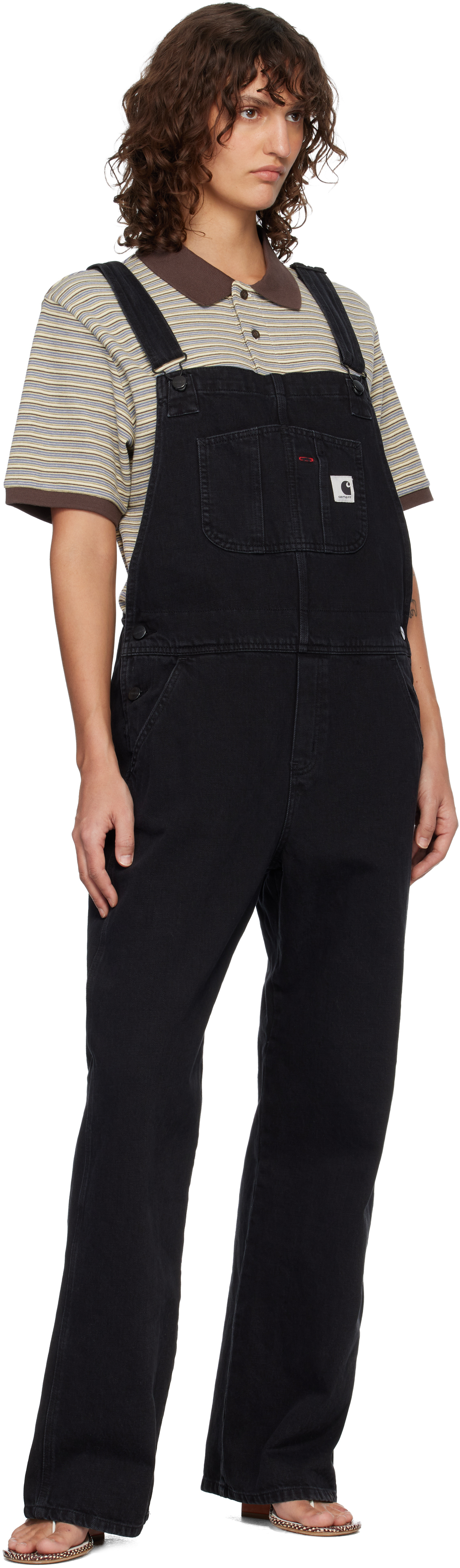 Black Bib Straight Denim Overalls