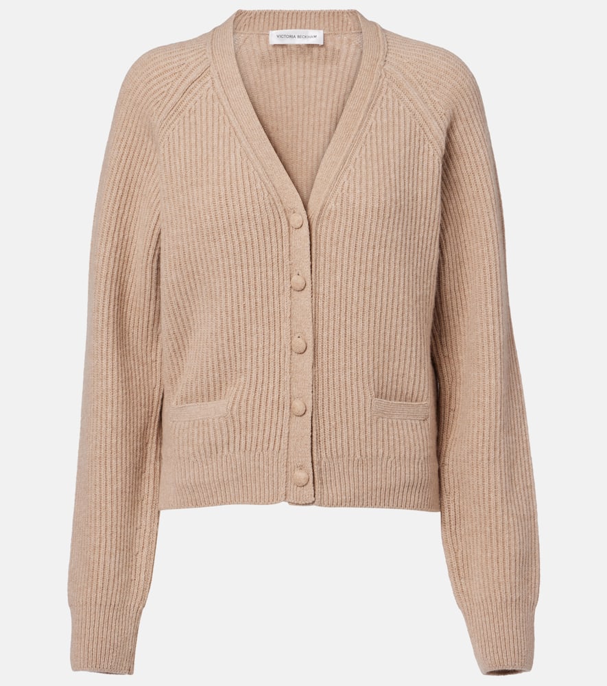 Ribbed-knit wool and cashmere cardigan