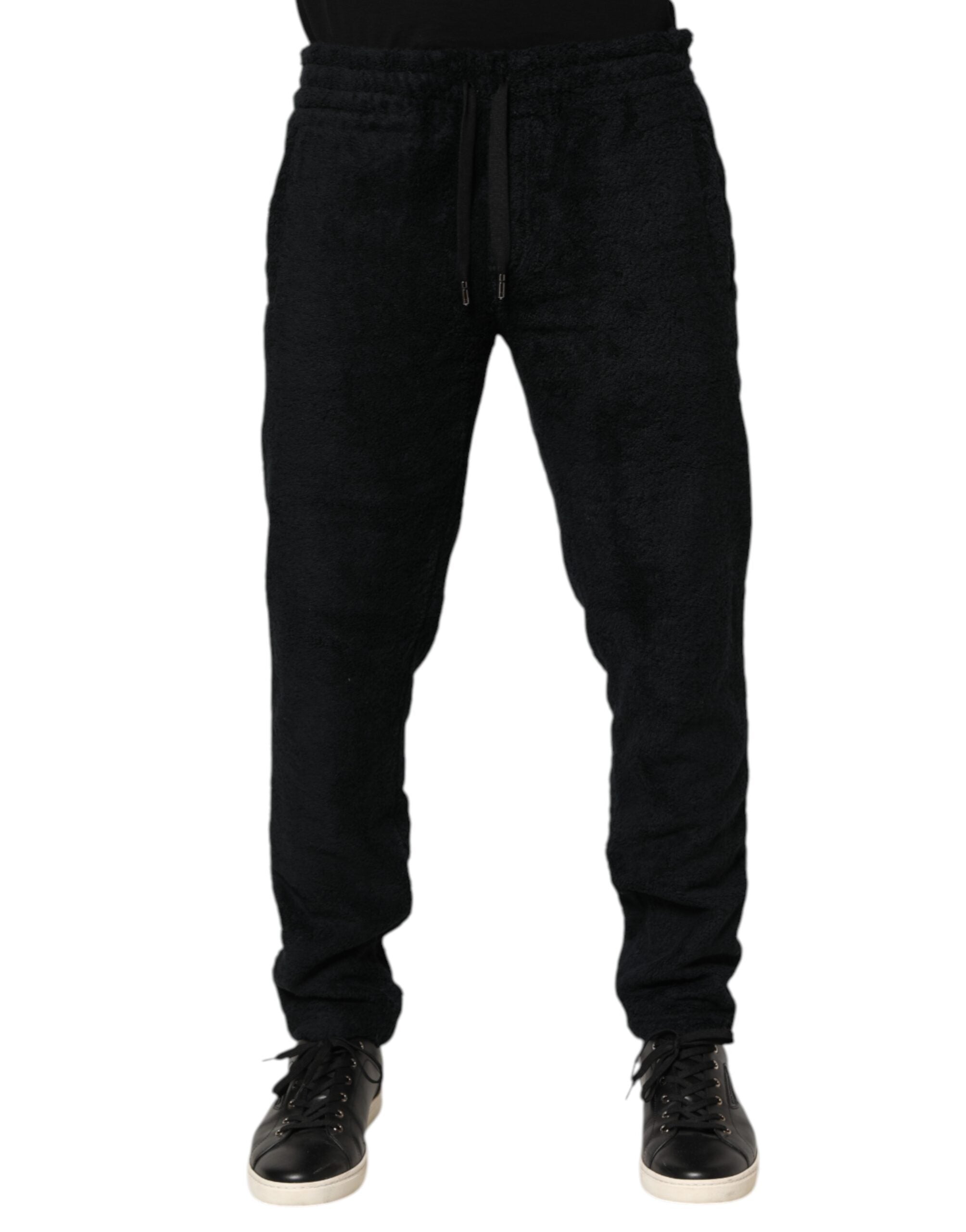 Cotton Drawstring Joggers — Black