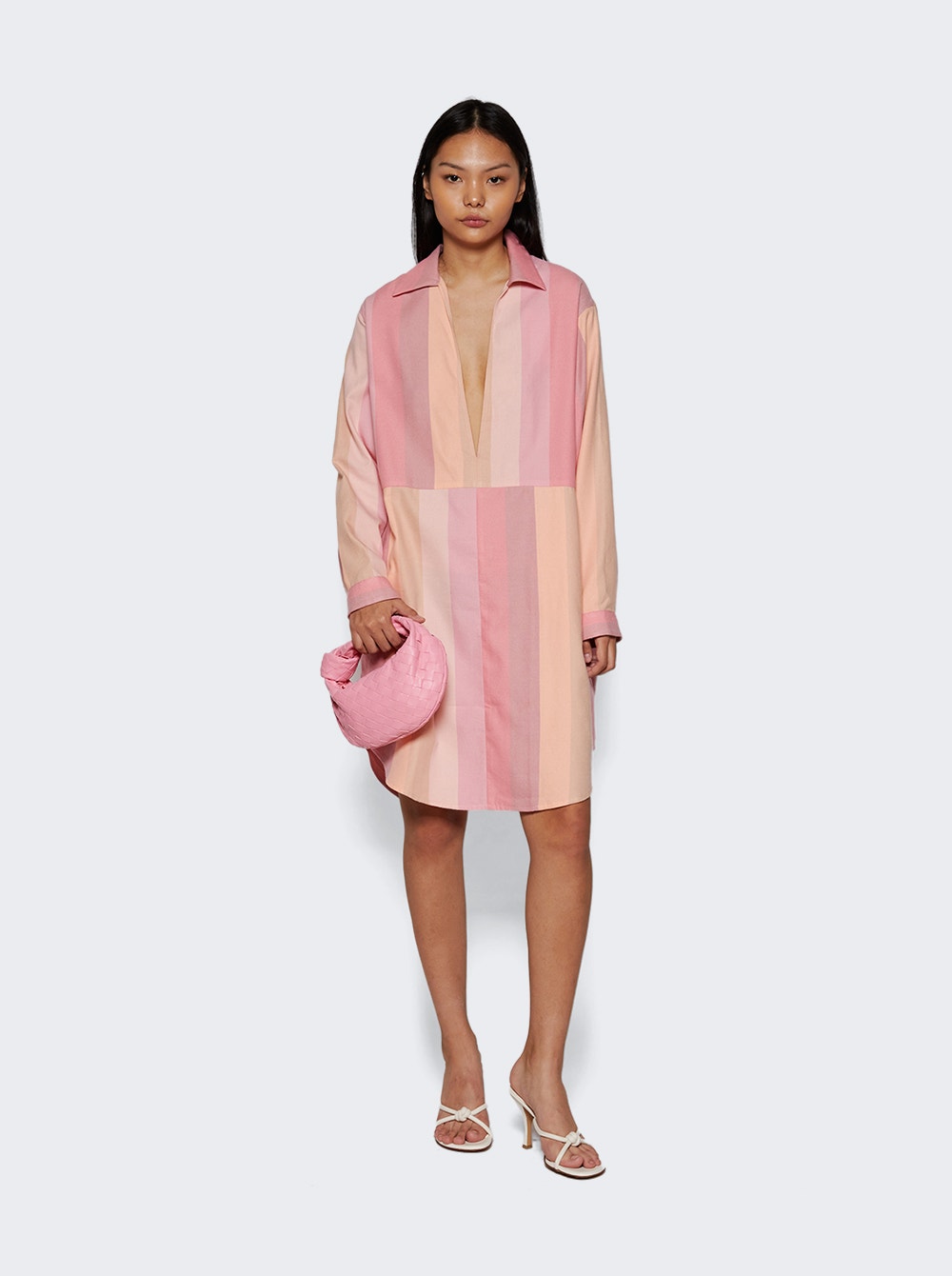 Stripe-print cotton tunic dress - Pink