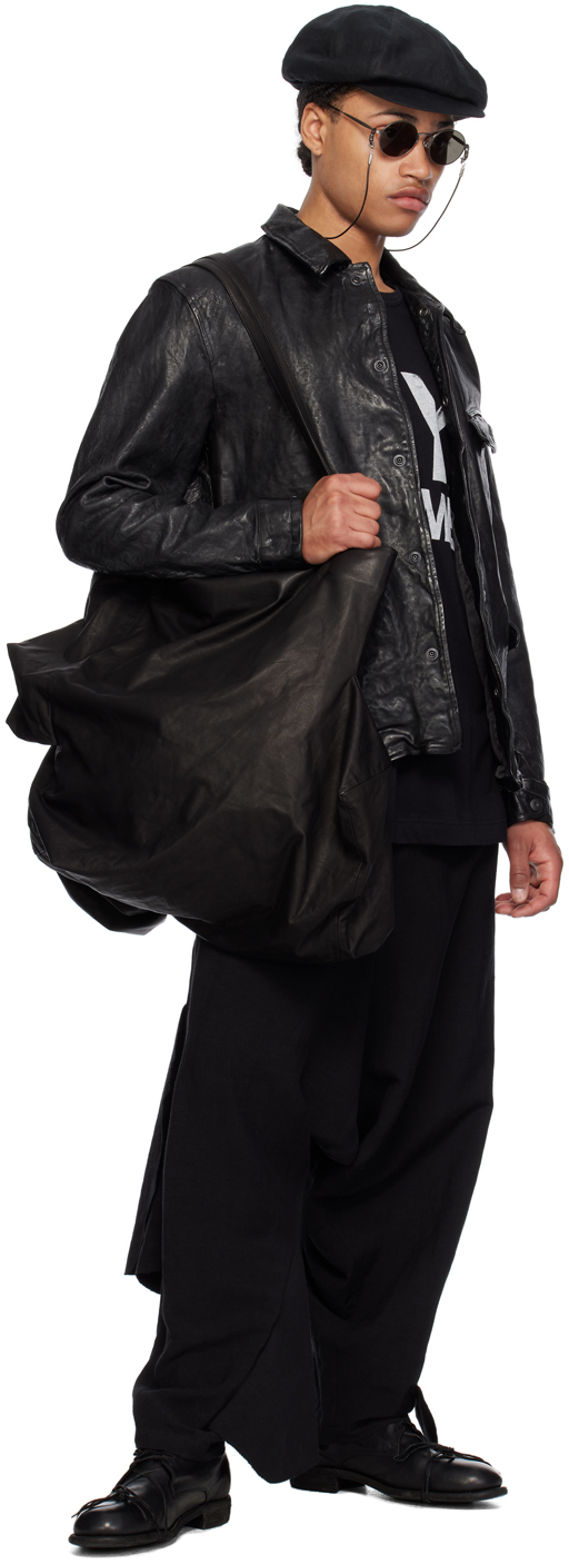 YOHJI YAMAMOTO Black Waxed Leather Jacket