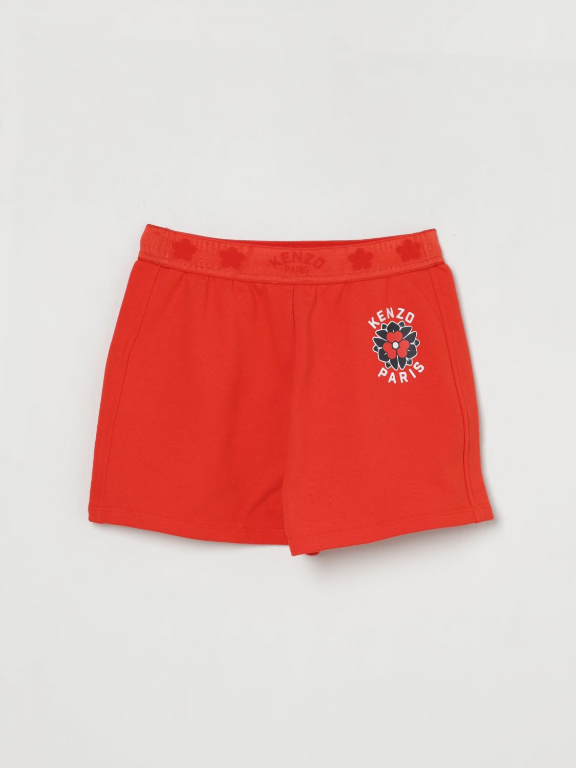 Logo-print cotton shorts - Red