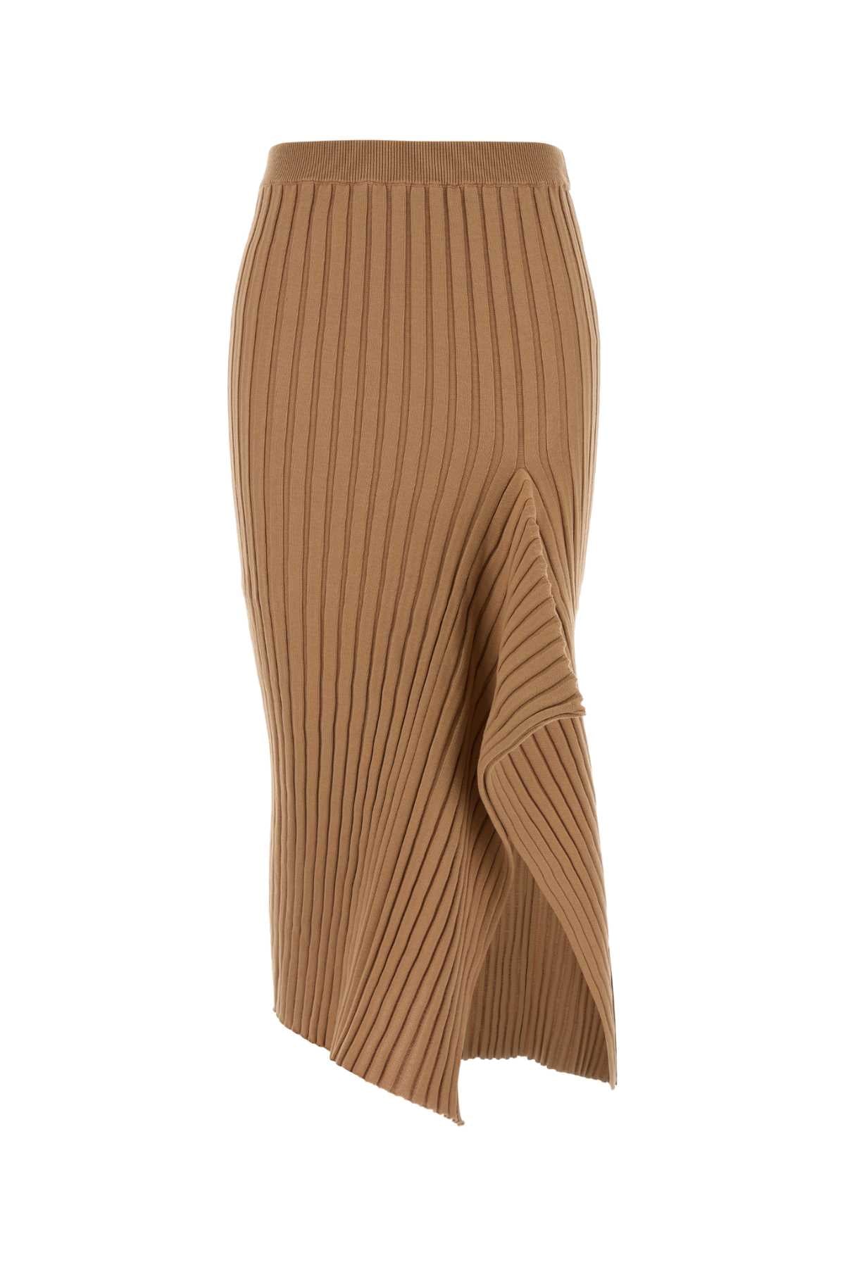 Ribbed Skirt — Caramel