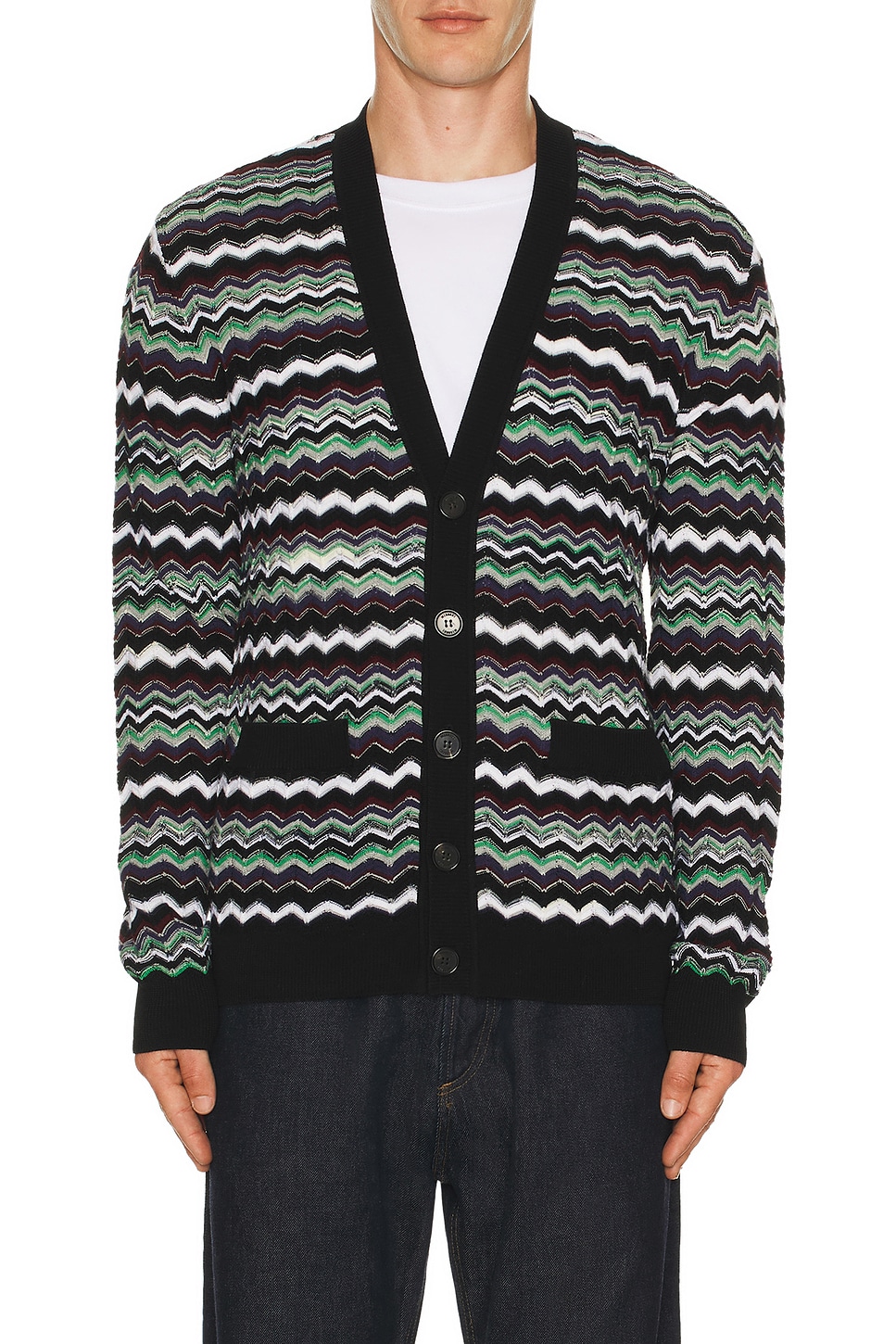 Missoni Buttoned Cardigan in Blue & Green Tones - Blue. 52 also