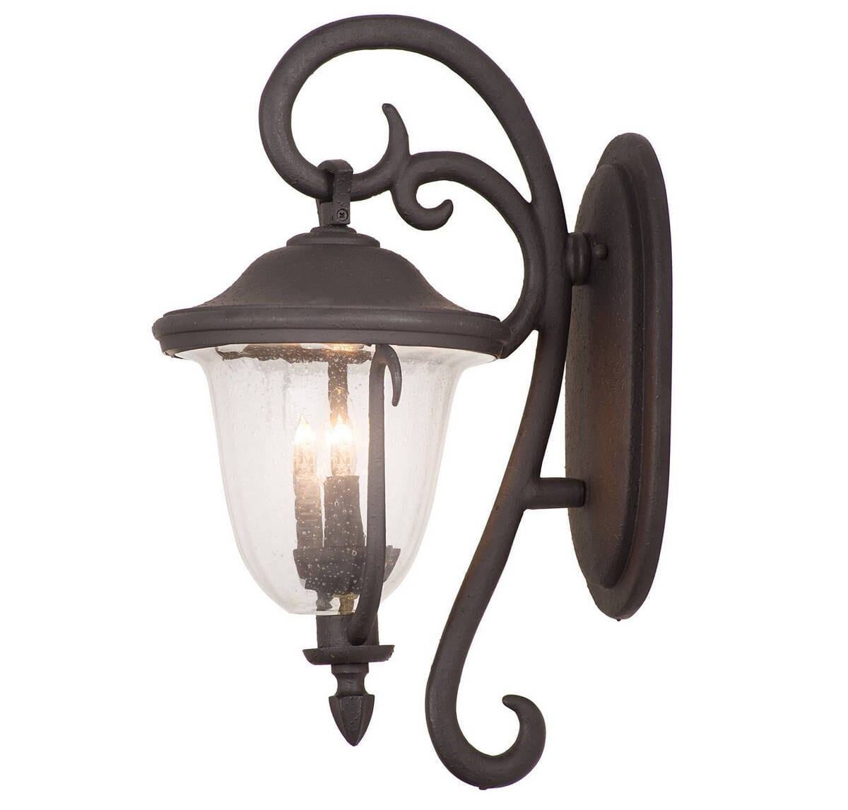 Textured Matte Black Two Light Outdoor Wall Bracket from the Santa Barbara Collection