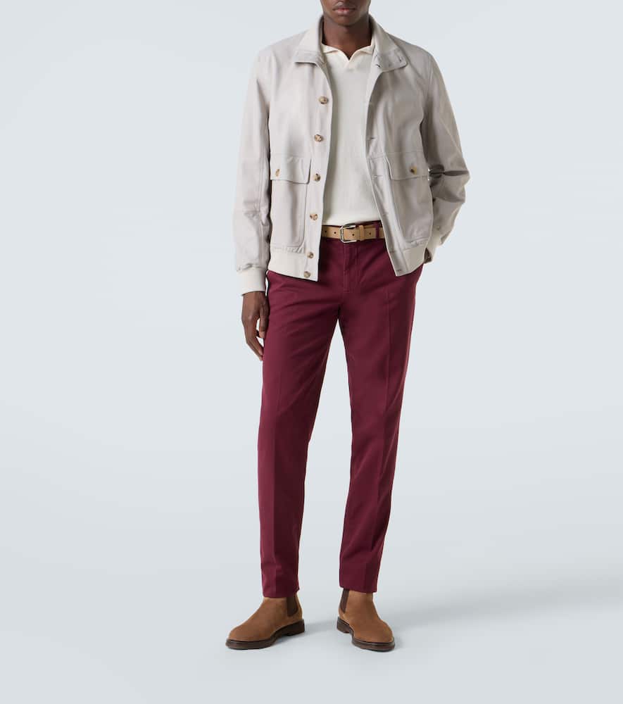 Cotton gabardine slim pants
