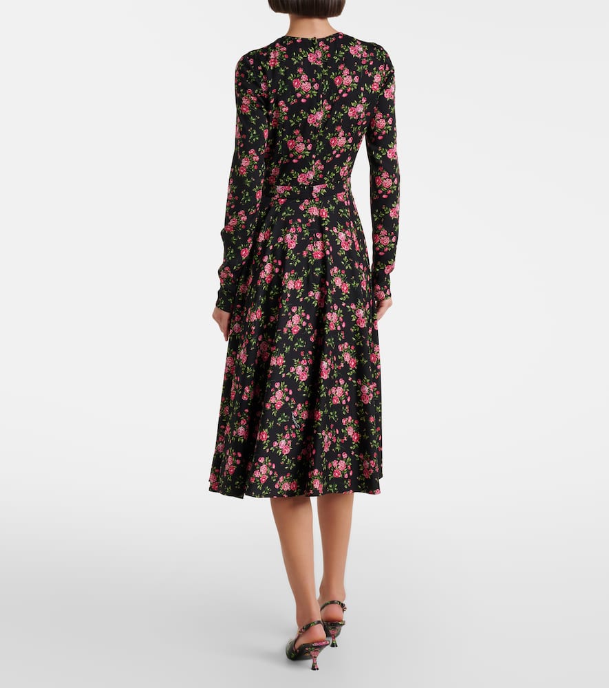 Floral silk-blend midi dress