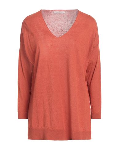 Woman Sweater Orange Size S Linen, Cotton