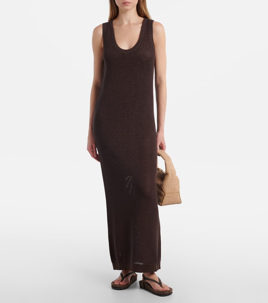 Open-knit cotton-blend maxi dress