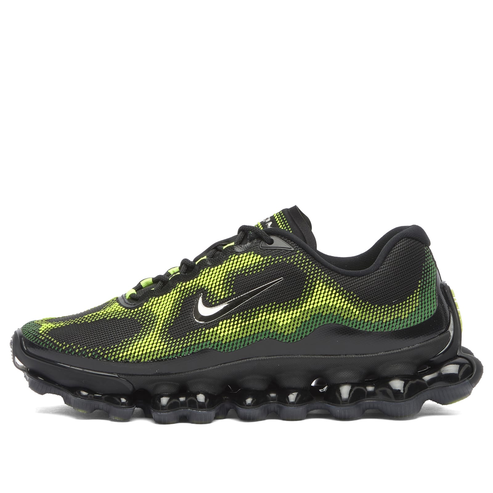 Air Liquid Max Sneaker in Black. Chrome/Green Apple/Volt