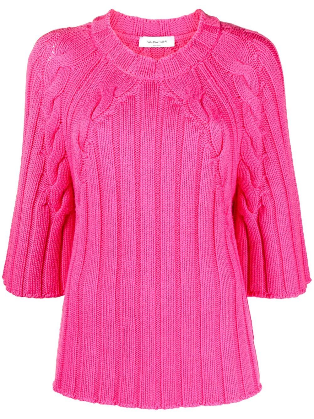 Virgin wool cable-knit jumper - Pink