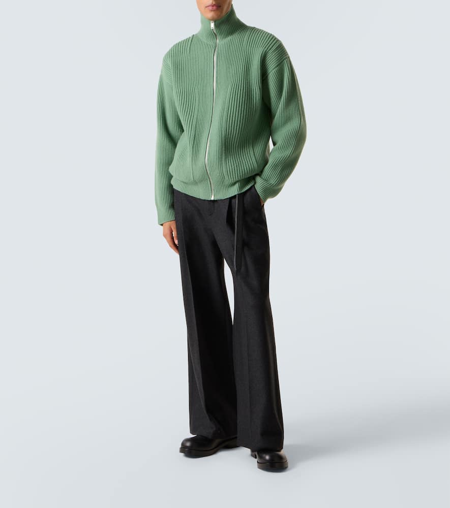 Wool zip-up cardigan