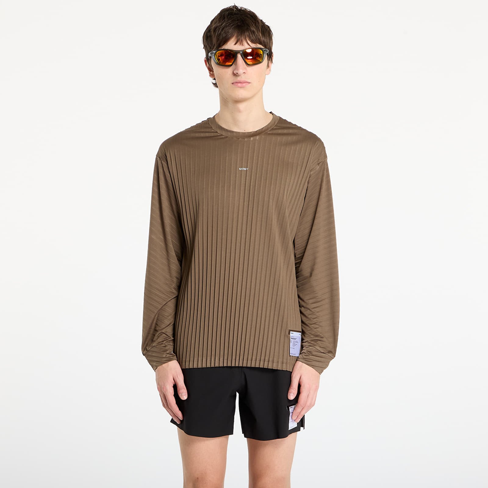 T-shirt Satisfy AuraLite Pleated Long Tee Olive