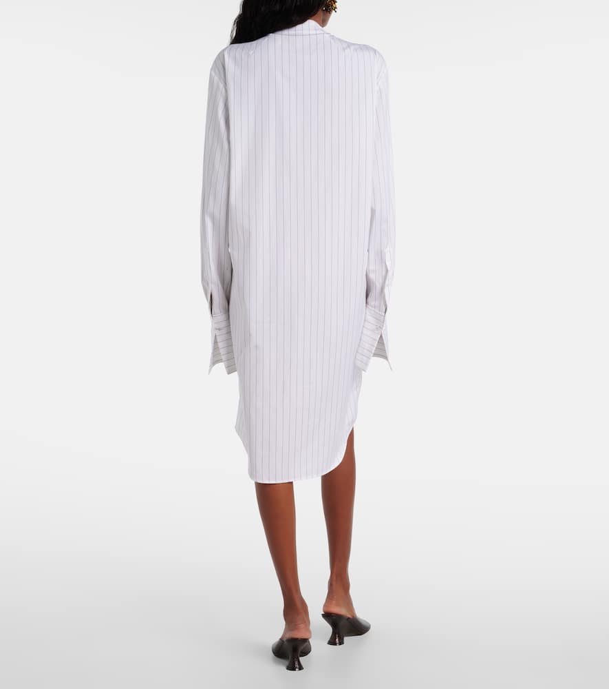 Striped tie-neck cotton minidress