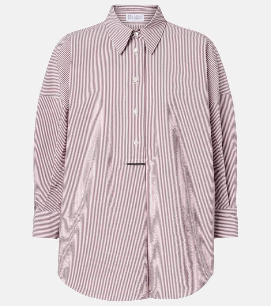 Striped cotton-blend top