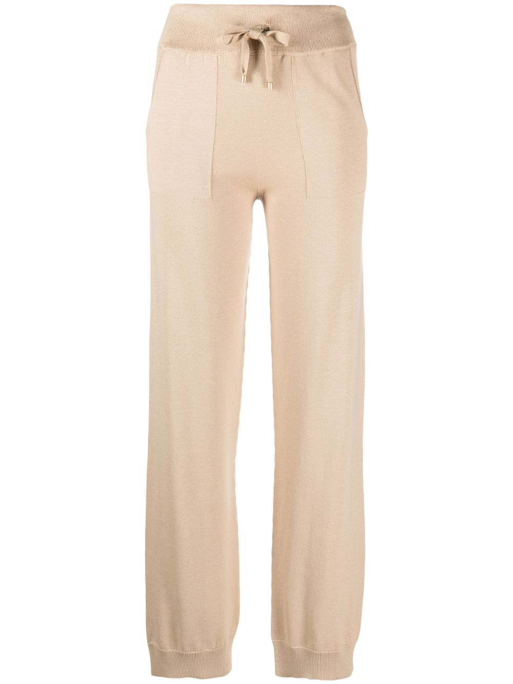 Fine-knit drawstring-waist trousers - Brown