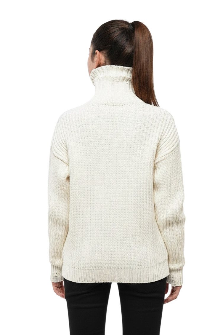 Broken Stitch Double Knit White Sweatshirt