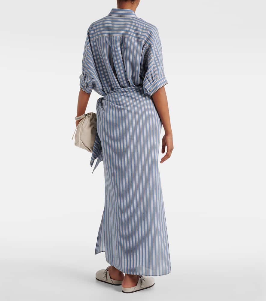 Striped cotton and silk wrap skirt