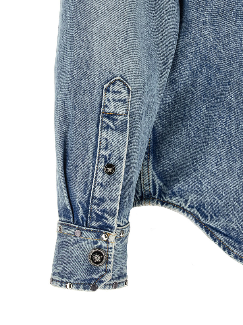 Shirt Denim Stop Denim And Studs + Stone Wash Light Blue Casual Blue