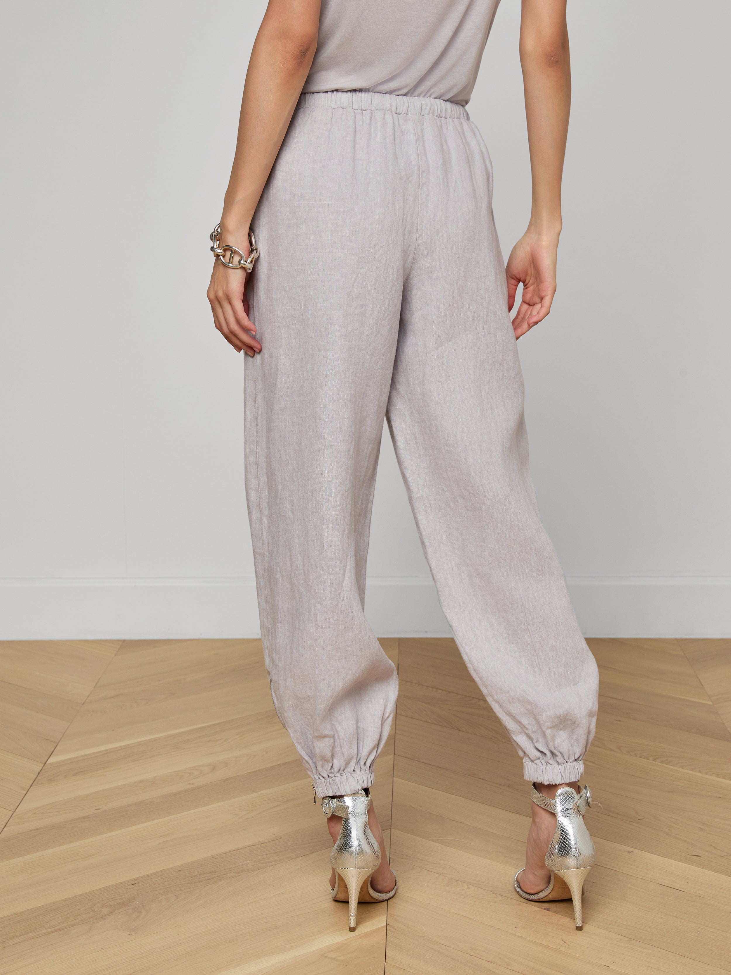 Mariko Linen Jogger In Light Pewter