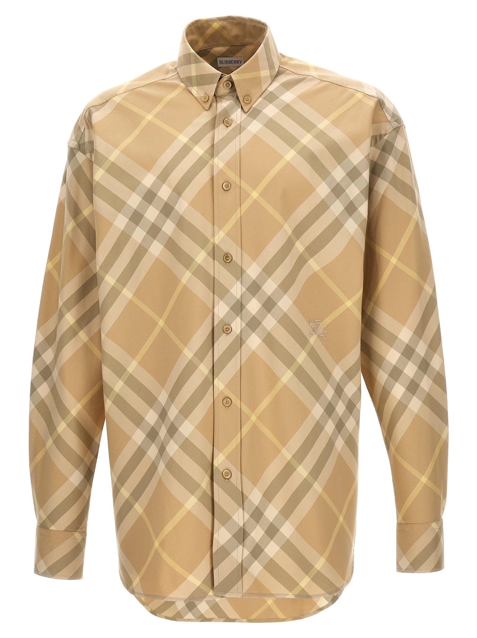Checked Cotton Shirt — Beige