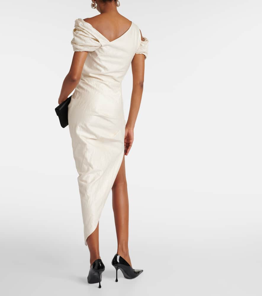 Amber draped cotton-blend midi dress