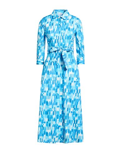 Woman Midi dress Azure Size 4 Cotton, Elastane