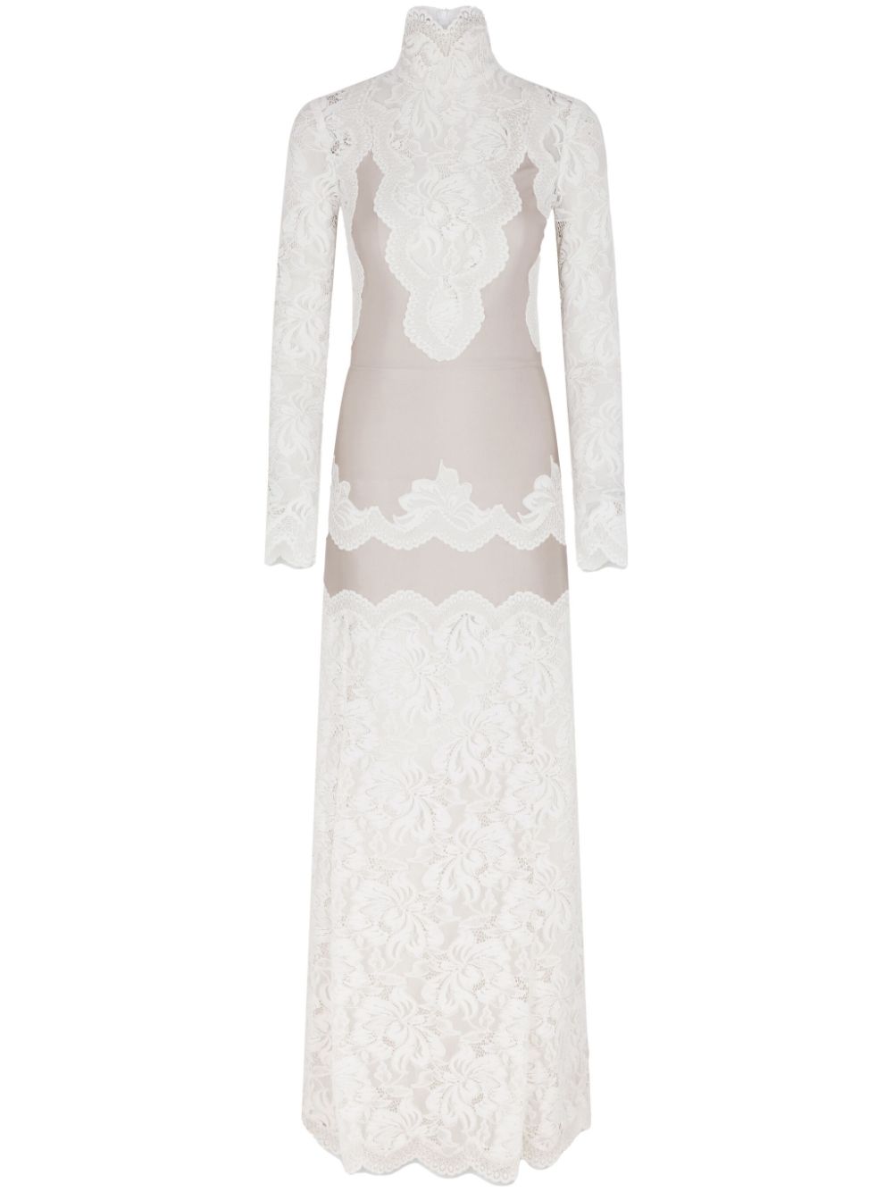 Lace jersey maxi dress - White
