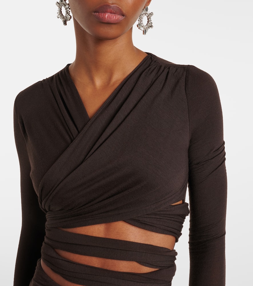 Sheer embroidered tulle midi dress