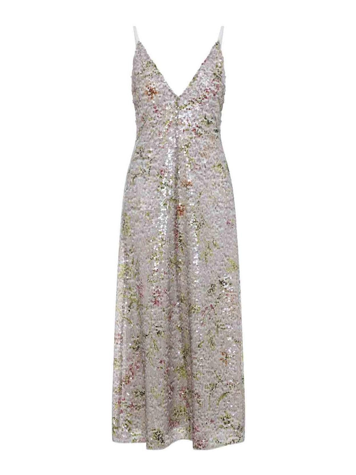 Alberta Ferretti - sequin floral long dress open back