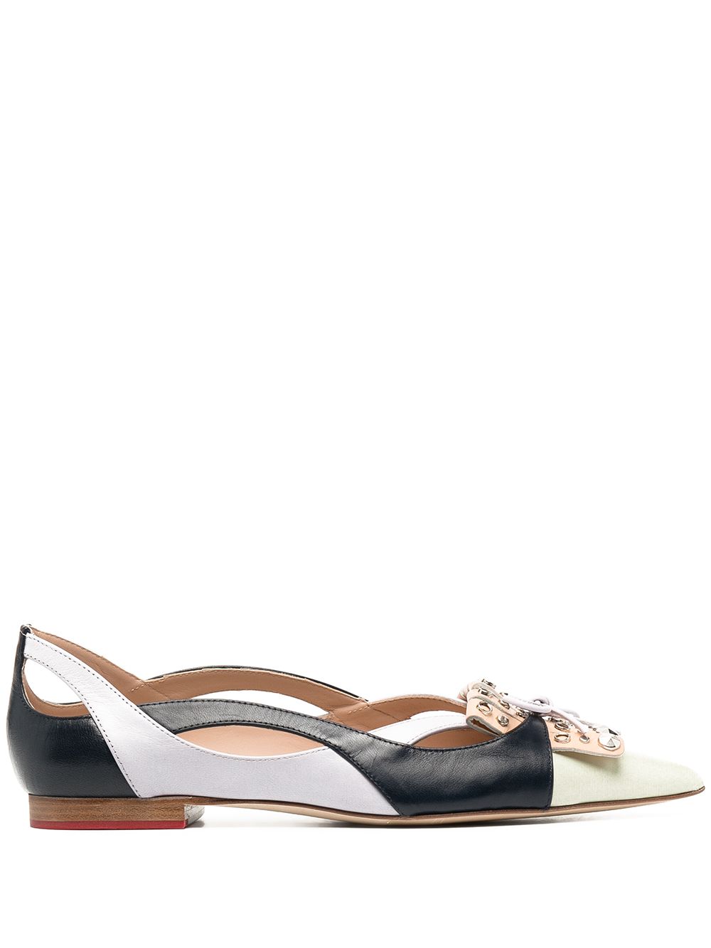 Bow-detail pointed-toe ballerina shoes - Neutrals