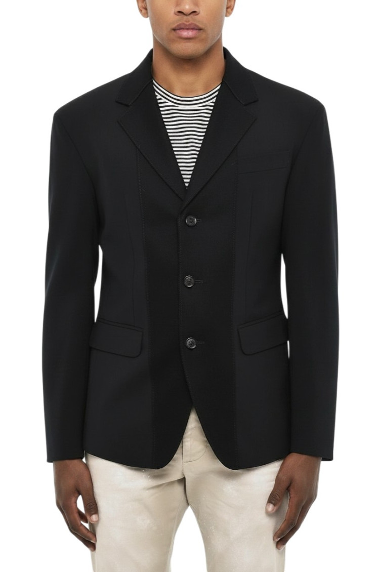 Blue Solid Notched Lapel Blazer