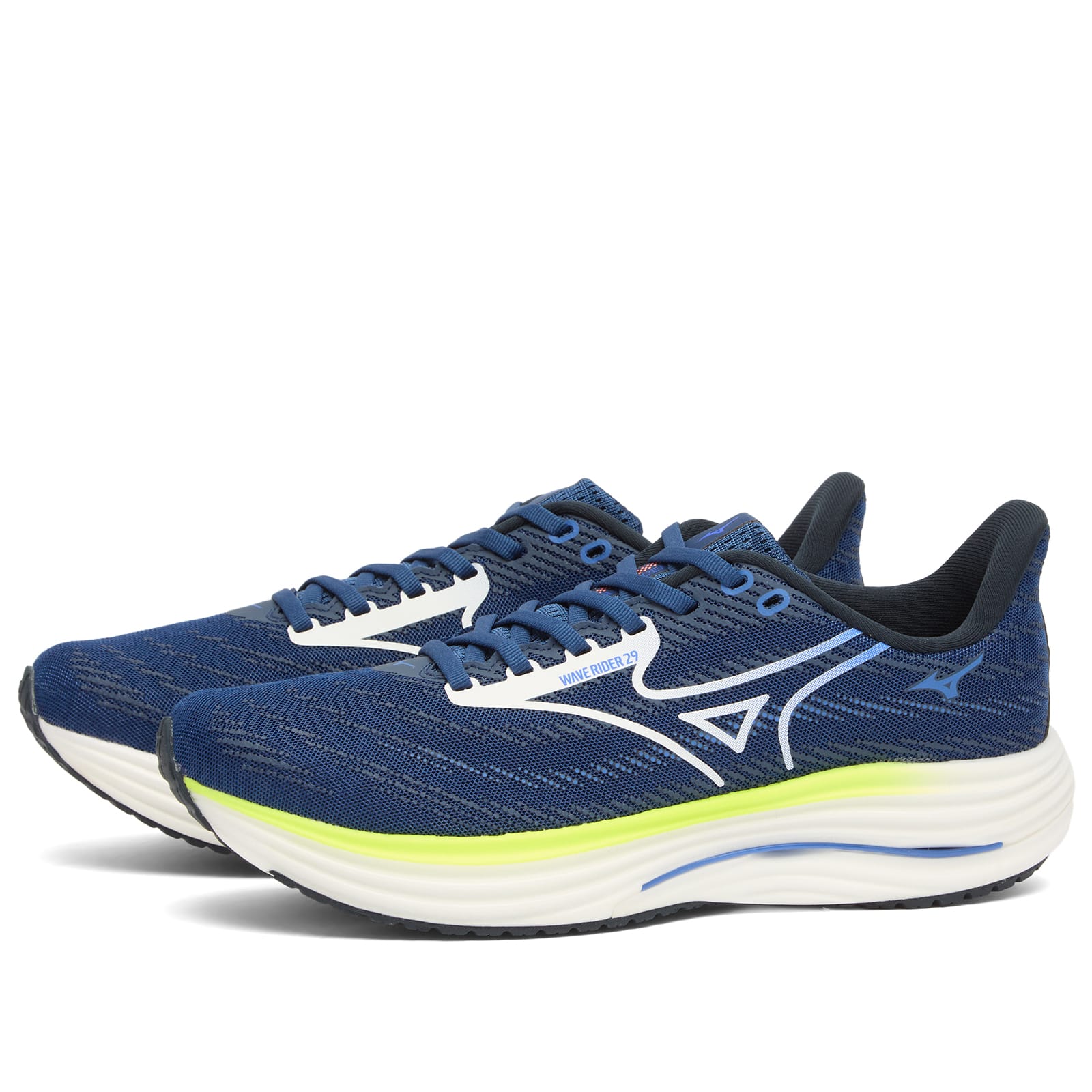 Men's Running Wave Rider 29 Sneaker in White/Estate Blue/Lightning Yellow
