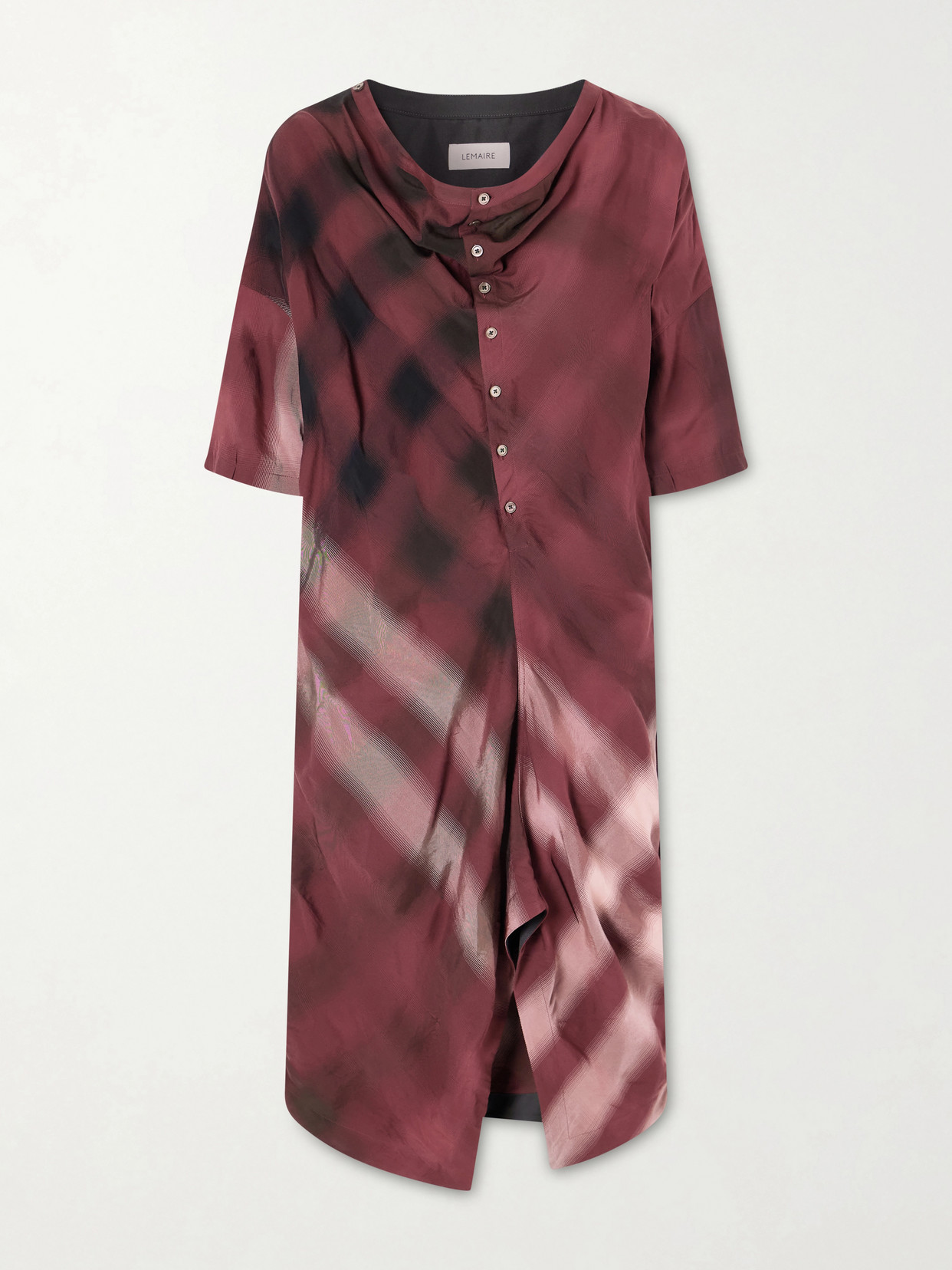 Printed Jersey Midi Shirt Dress - Burgundy