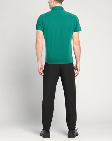 Silvery Man Polo shirt Green Size M Cotton, Elastane