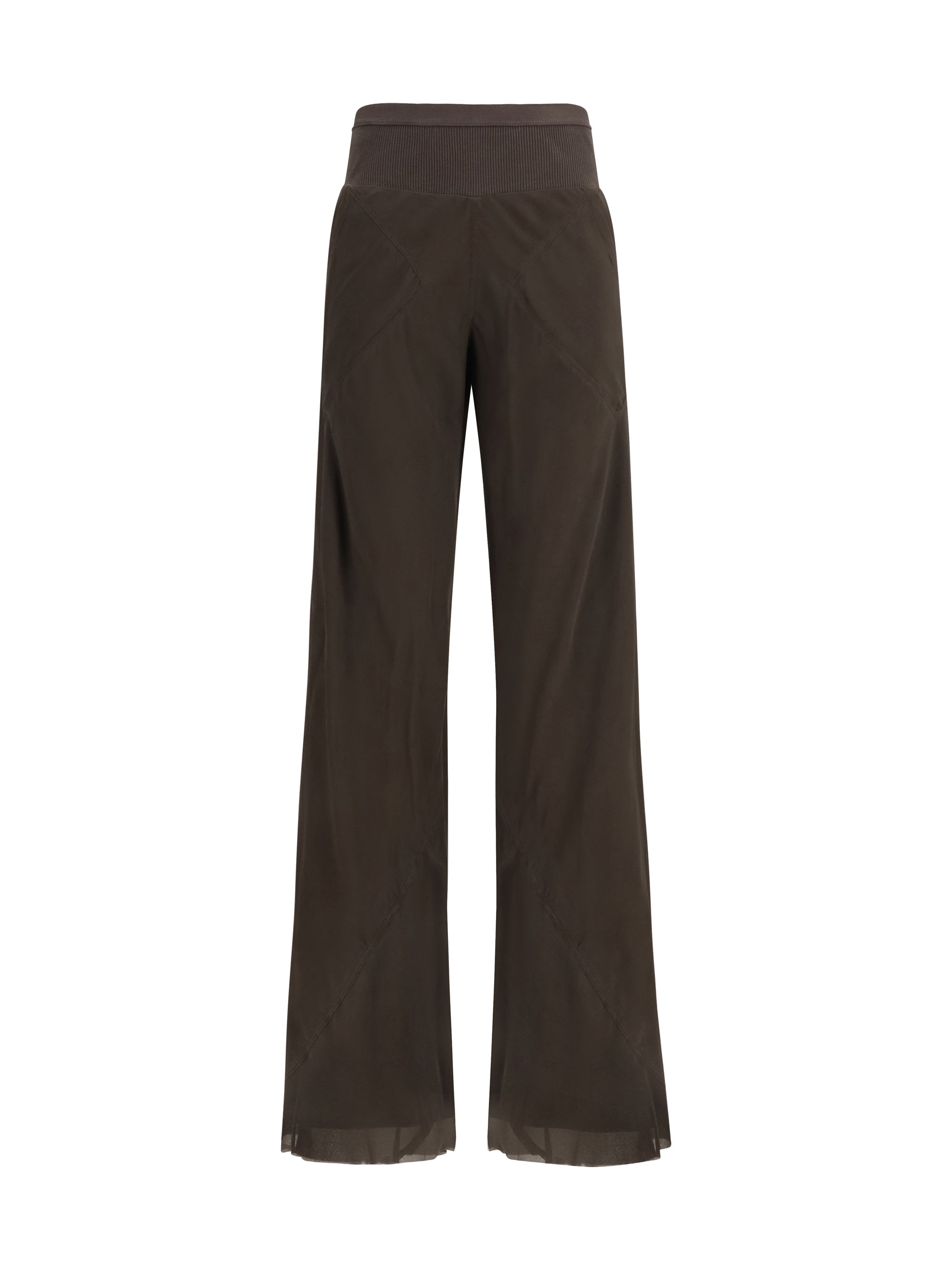 Bias-Cut Silk-Cupro Trousers — Brown