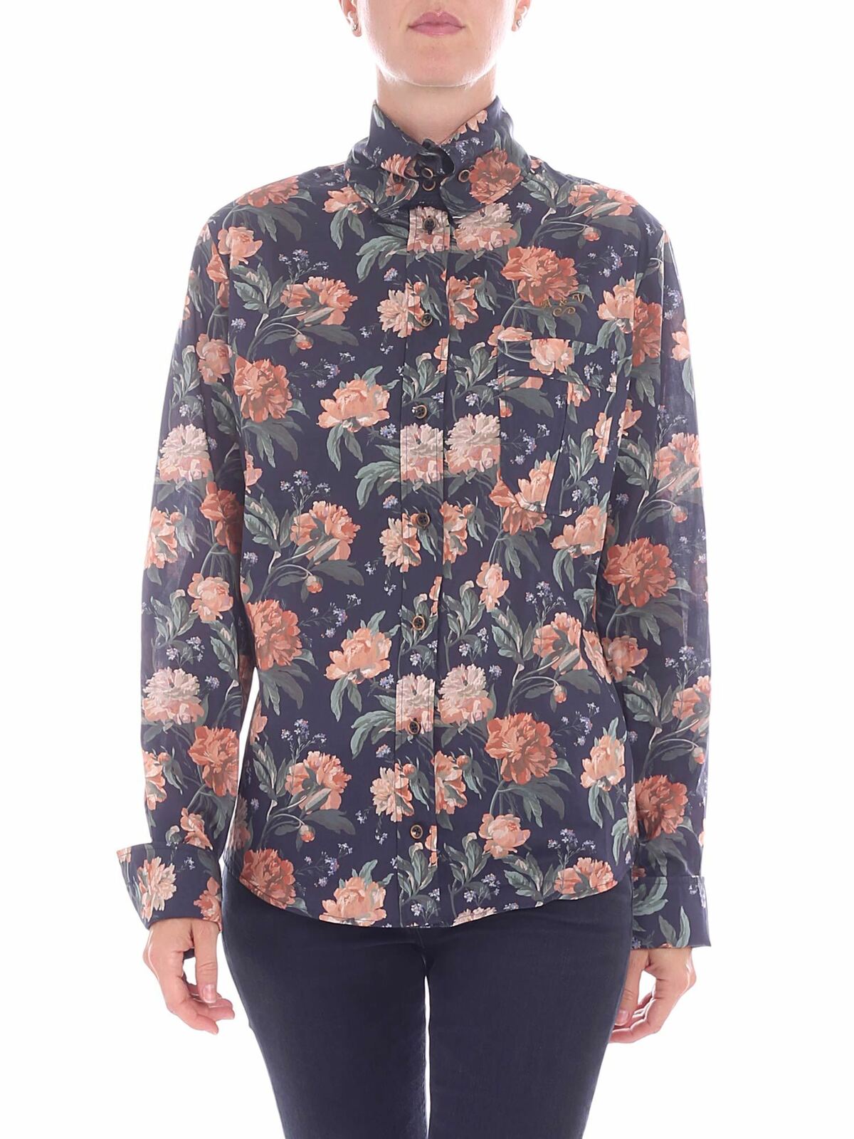 Blue floral printed shirt
