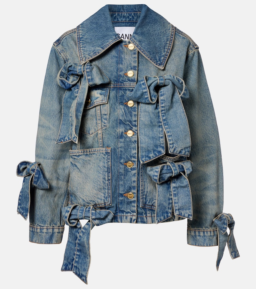 Bow-detail denim jacket