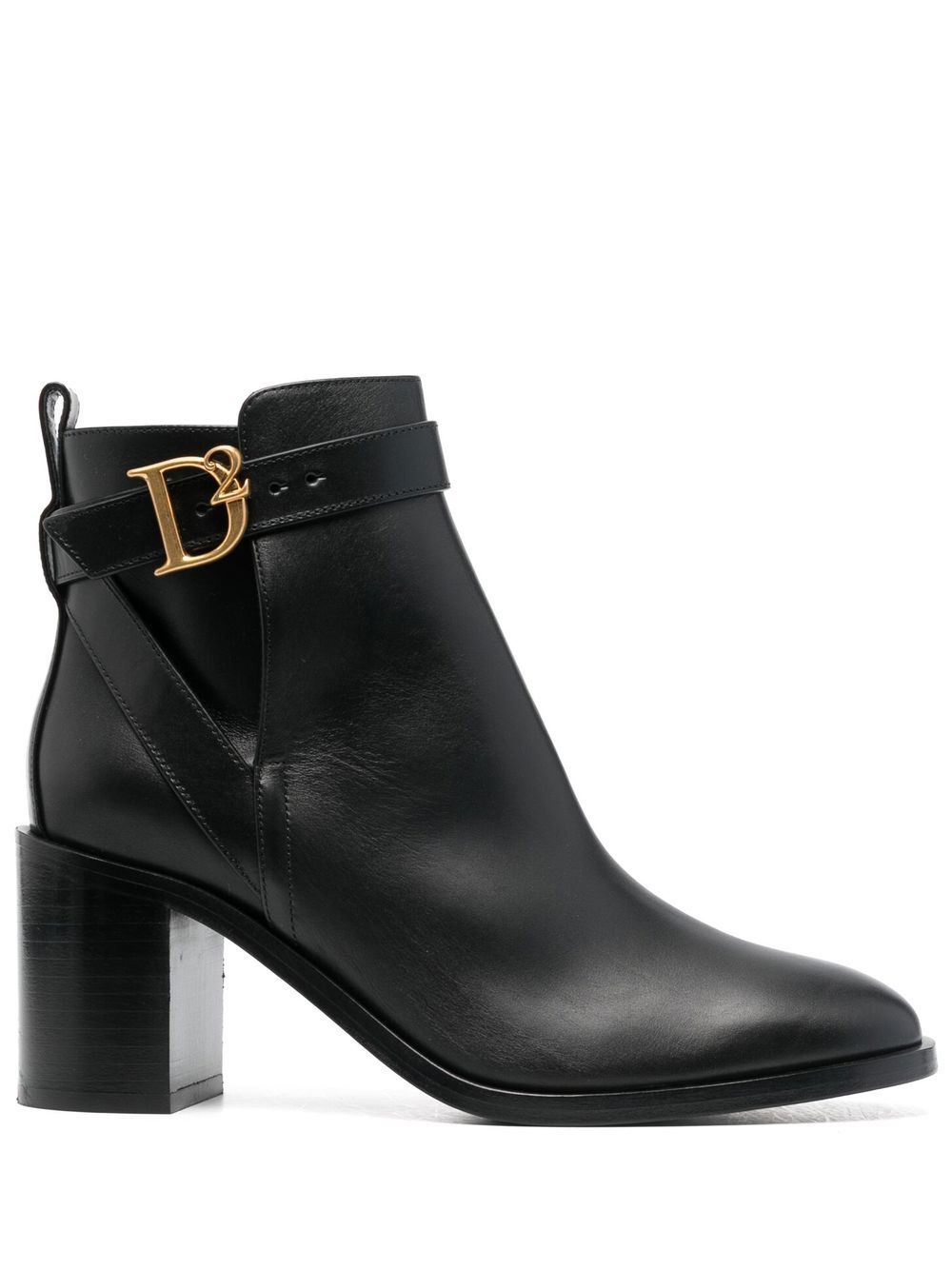 Logo-buckle high-heel boots - Black